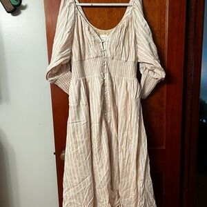 Anthropologie Long Sleeve Sweetheart Midi Dress